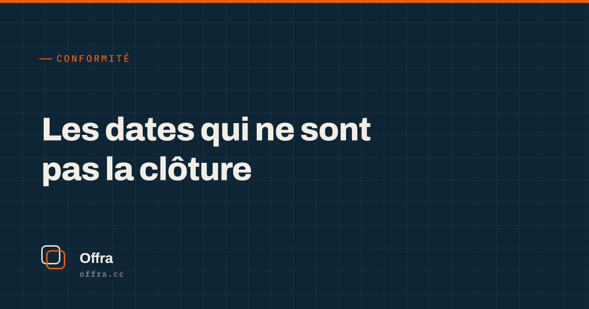 Une carte Offra affichant « Les dates qui ne sont pas la clôture »