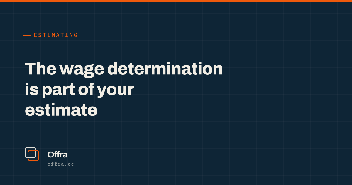 An Offra card reading "The wage determination is part of your estimate"